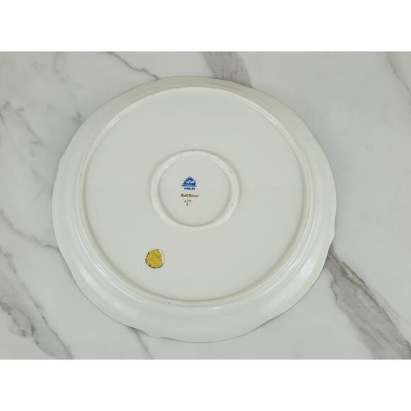 Lindner Echt Cobalt Floral Server Platter Moosrose Bavaria 12" Gold Trim 80s Vtg - Picture 13 of 16